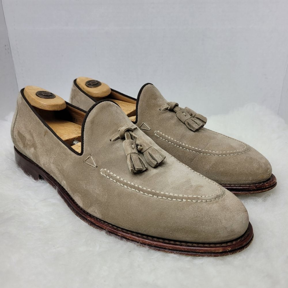 O'Keeffe Ian Gray Suede Loafer Tassels Mens Shoes Size 8.5